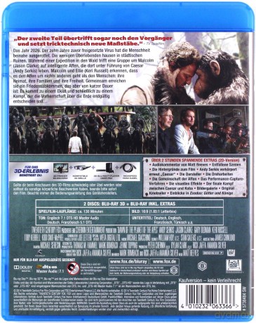 Dawn of the Planet of the Apes (Ewolucja planety małp) [Blu-Ray 3D]+[Blu-Ray]