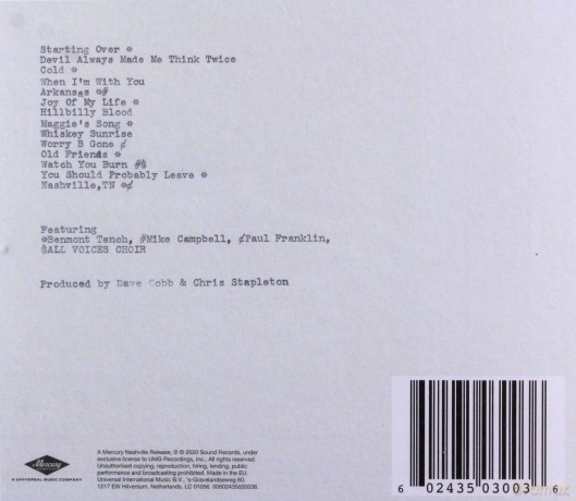 Chris Stapleton: Starting Over [CD]