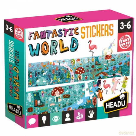 Puzzle Fantastyczny świat z naklejkami