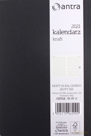 Kalendarz 2021 Kraft A5 czarny-złoty DNS [KALENDARZ]