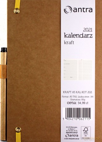 Kalendarz 2021 Kraft A5 kot TNS [KALENDARZ]
