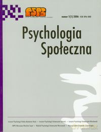 Psychologia społeczna numer 1 (1)2006 [KSIĄŻKA]