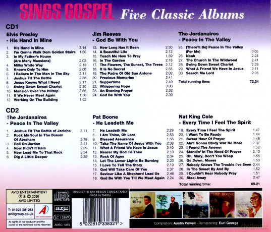 Elvis Jim Reeves The Jordanaires Pat Boone Nat King Cole: Sings Gospel Five [2CD]