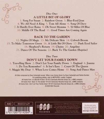 Dave Cartwright: A Little Bit Of Glory/Back To The Garden/Dont Let Your Family Down [2CD]