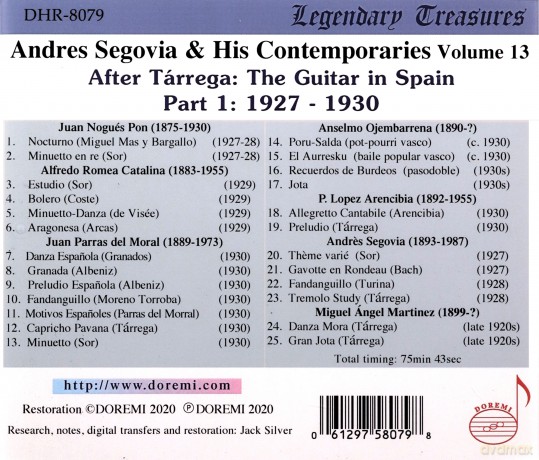 Andres Segovia: Andres Segovia And His Contemporaries. Vol. 13 - After Tarrega: The Guitar In Spain Part 1: 1927 - 1930 [CD]