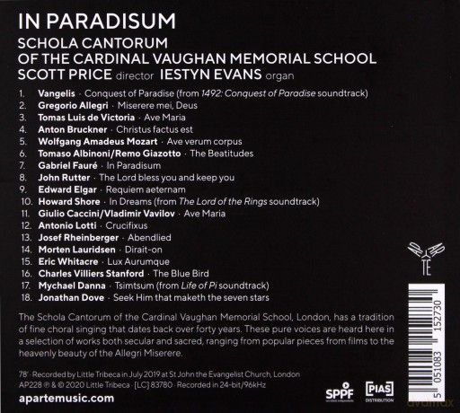 Schola Cantorum Of The Cardinal Vaughan Memorial School: In Paradisum (digipack) [CD]