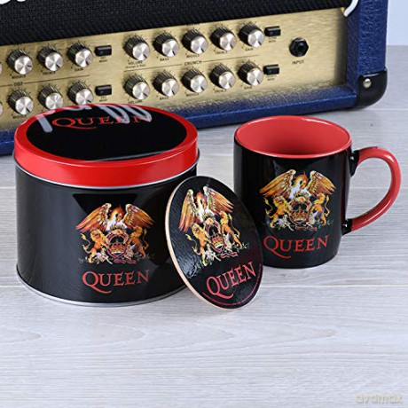 Queen: Queen Colour Crest Zestaw: kubek, podstawka, puszka