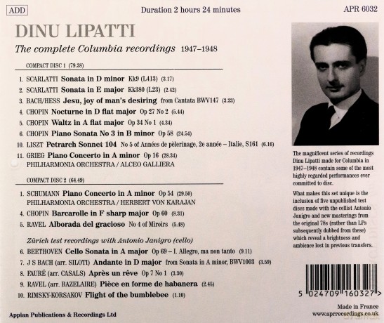 Dinu Lipatti: The Complete Columbia Recordings 1947-1948 [2CD]