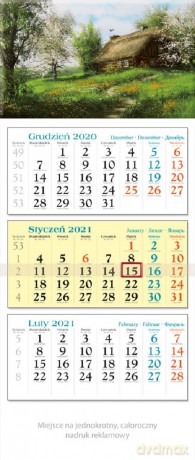 Kalendarz 2021 trójdzielny KT12 Chatka [KALENDARZ]