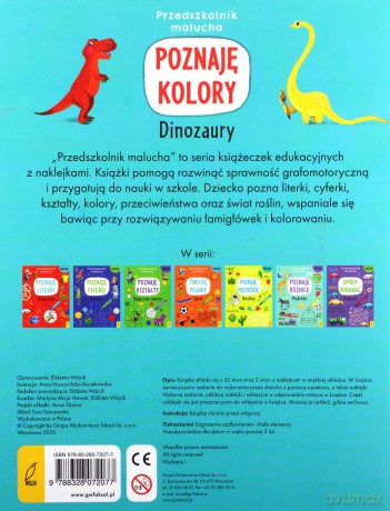 Przedszkolnik malucha Poznaję kolory Dinozaury [KSIĄŻKA]