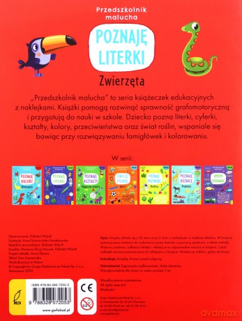 Przedszkolnik malucha Poznaję literki Zwierzęta [KSIĄŻKA]