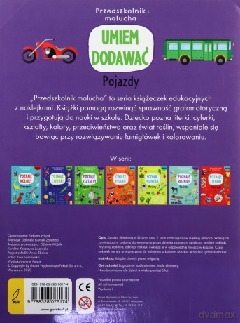 Przedszkolnik malucha Umiem dodawać Pojazdy [KSIĄŻKA]