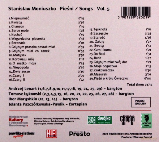 Moniuszko: Pieśni. Volume 5 [CD]
