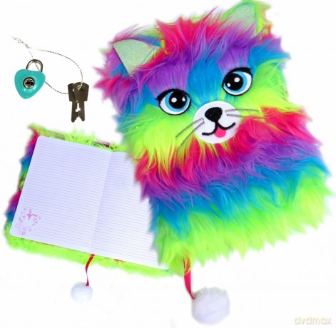 Pamiętnik z kłódką 3D włochacz Rainbow cats A5 96 kartek