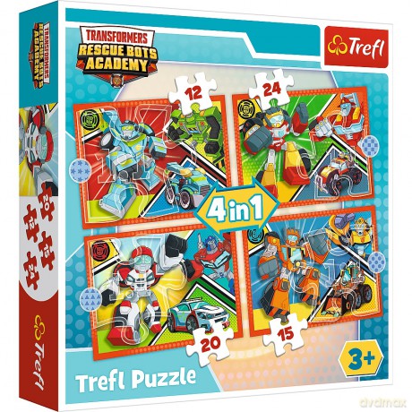 TREFL 4w1 (12,15,20,24) Tranformers Czas na transformację (34352) [PUZZLE]