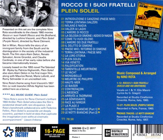 Nino Rota: Rocco E I Suoi Fratelli / Plein Soleil [CD]