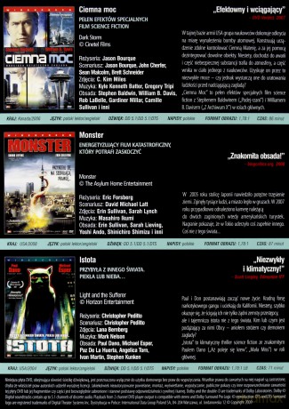 Najlepsze filmy Science-Fiction: Ciemna moc / Istota / Monster [3DVD]
