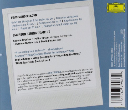 Emerson String Quartet: Mendelssohnctet,String Quart. (First Choice) [CD]