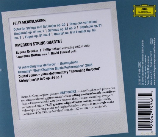 Emerson String Quartet: Mendelssohnctet,String Quart. (First Choice) [CD]