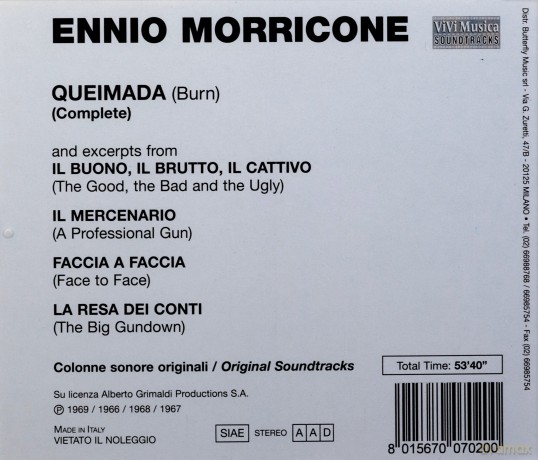 Ennio Morricone: Queimada -Burn- [CD]