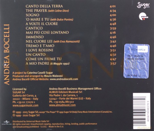 Andrea Bocelli: Sogno (Remastered) [CD]