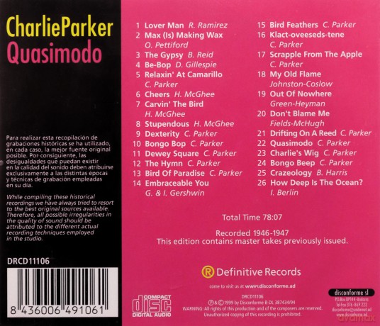 Charlie Parker: Quasimodo. Famous Dial Sessions [CD]