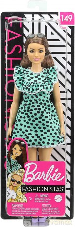 Lalka Barbie Turkusowa Sukienka w grochy