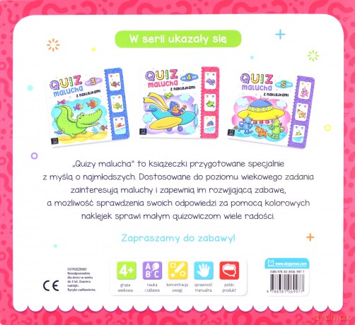 Quiz malucha z naklejkami od 4 lat [KSIĄŻKA]
