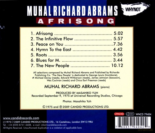 Muhal Richard Abrams: Afrisong (Why Not reissue) [CD]