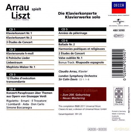 Claudio Arrau: Arrau spielt Liszt (Eloquence) [6CD]