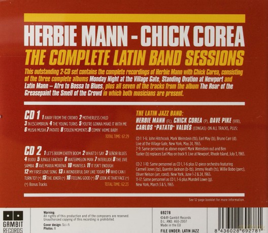 Herbie Mann, Chick Corea: The Complete Latin Band Sessions [2CD]