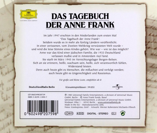 Anne Frank: Das Tagebuch der Anne Frank [CD]