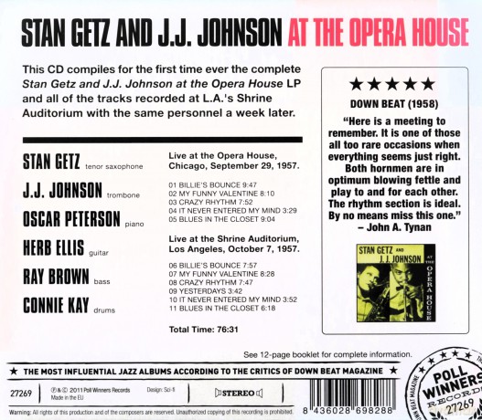 Stan Getz & J.J. Johnson: At The Opera House + At The Shrine Auditorium [CD]