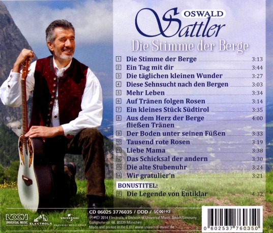 Oswald Sattler: Die Stimme der Berge [CD]