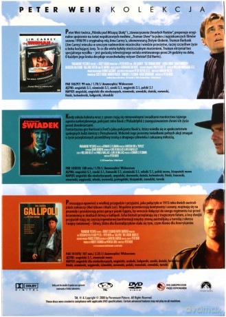 Kolekcja Petera Weira: Truman Show / Gallipolli / Świadek [BOX] [3DVD]