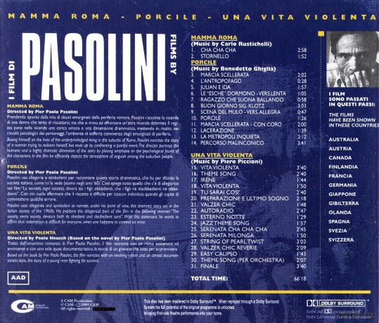 I Film Di Pier Paolo Pasolini [CD]