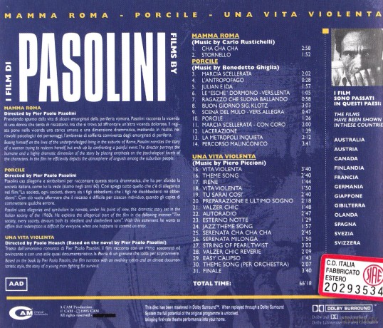 I Film Di Pier Paolo Pasolini [CD]