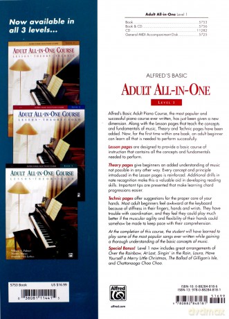 Adult All-in-One Course: Lesson, Theory, Technique Level 1 (Alfred's Basic Adult Piano Course): BK 1 - Willard A Palmer [KSIĄŻKA]