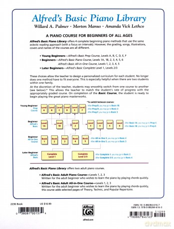 Alfred's Basic Adult Piano Course: Lesson Book Level 1 - Willard A Palmer [KSIĄŻKA]