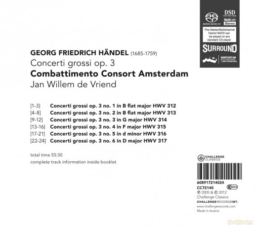 Combattimento Consort Amsterdam, Jan Willem de Vriend: George Friedrich Handel: Concerti Grossi, opus 3 (Hybrid) [SACD]