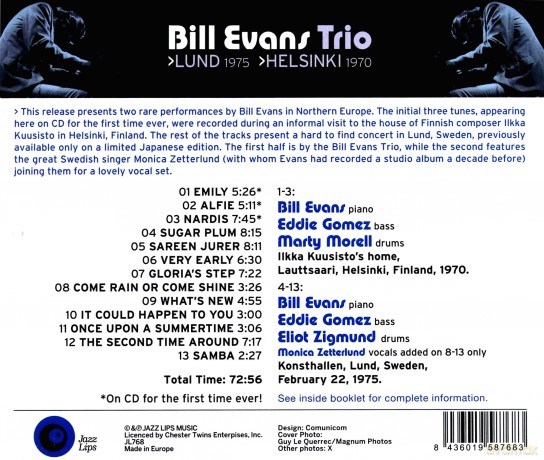 Bill Evans Trio: Lund 1975/Helsinki 1970 [CD]