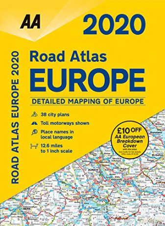 Road Atlas Europe 2020 Spiral bound (AA Road Atlas Europe) - AA Publishing [KSIĄŻKA]