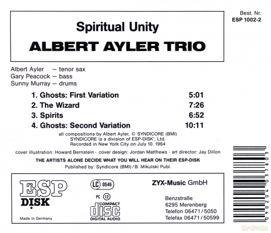 Albert Ayler Trio: Spiritual Unity [CD]