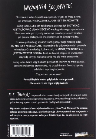 Wyznania socjopatki. Życie w ukryciu - M.E.Thomas [KSIĄŻKA]