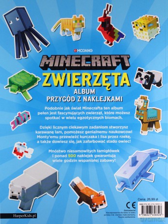 Książeczka Minecraft Zwierzęta Album przygody z naklejkami [KSIĄŻKA]