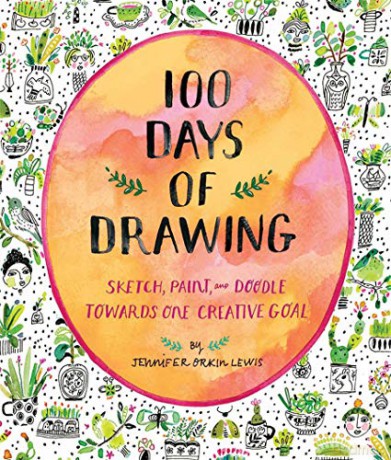 100 Days of Drawing (Guided Sketchbook): Sketch, Paint, and Doodle Towards One Creative Goal - Jennifer Lewis [KSIĄŻKA]