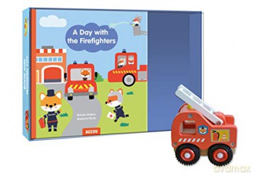 A Day with the Firefighters (Box and Wooden Toy) - Auzou [KSIĄŻKA]