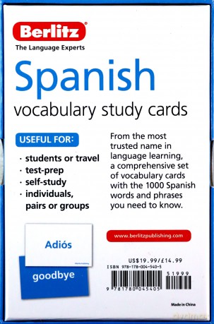 Berlitz Vocabulary Study Cards Spanish Language Flash Cards - Inc. Berlitz International [KSIĄŻKA]