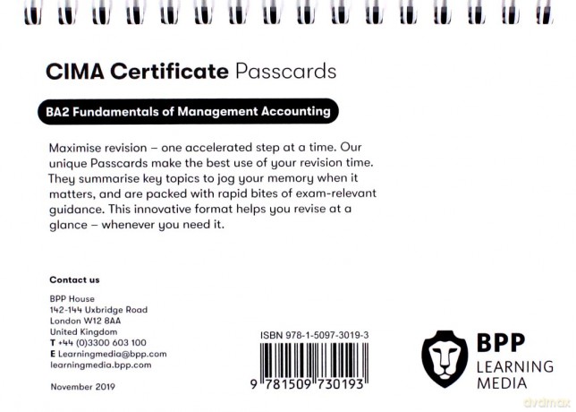 CIMA BA2 Fundamentals of Management Accounting: Passcards - BPP Learning Media [KSIĄŻKA]