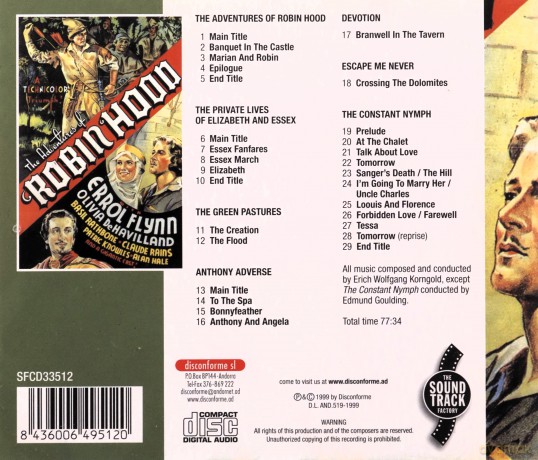 The Adventures Of Robin Hood soundtrack (Przygody Robin Hooda) (Erich Wolfgang Korngold) [CD]